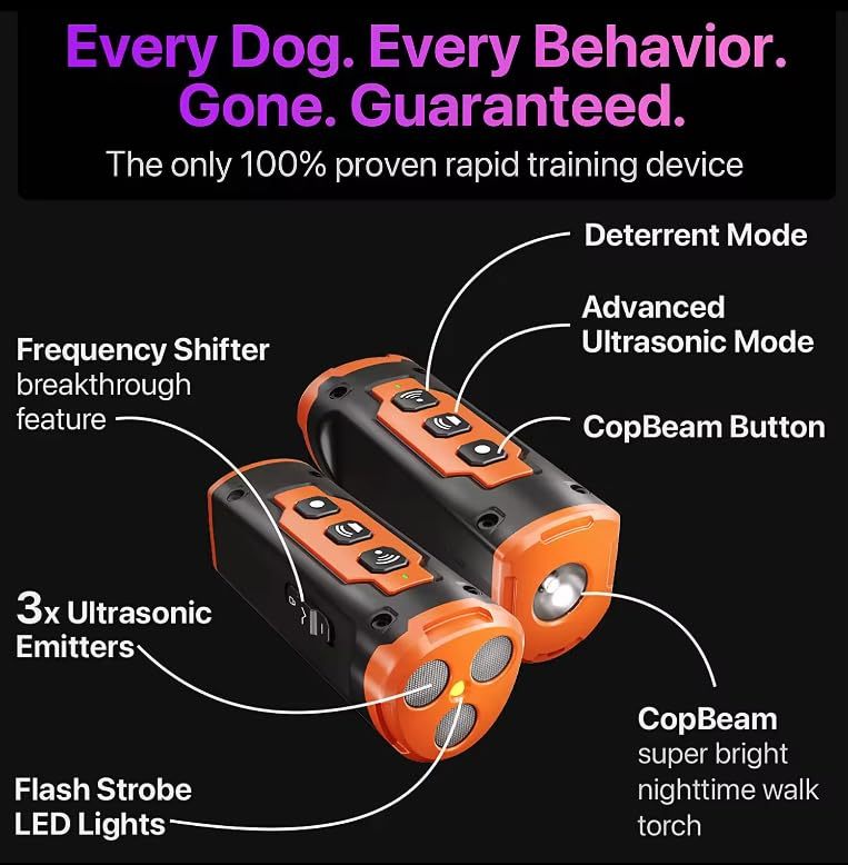 Dog Bark Deterrent Training Device – 50ft Range Anti-Bark Tool for Behavior Correction & Collar Support ACS25