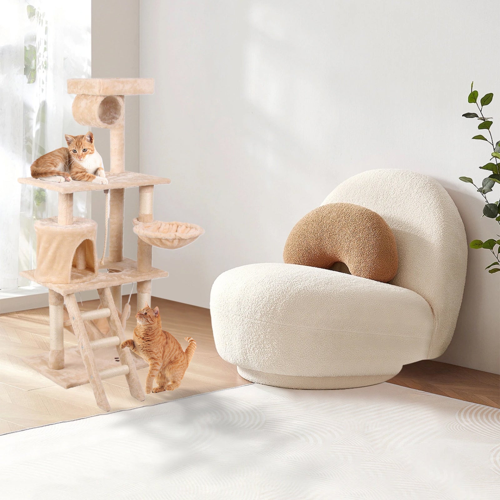 Cat Climbing Frame – Multi-Level Indoor Play Tower with Scratching Posts & Rest Platforms for Active Cats | Cat Drinking & Feeding – furn20