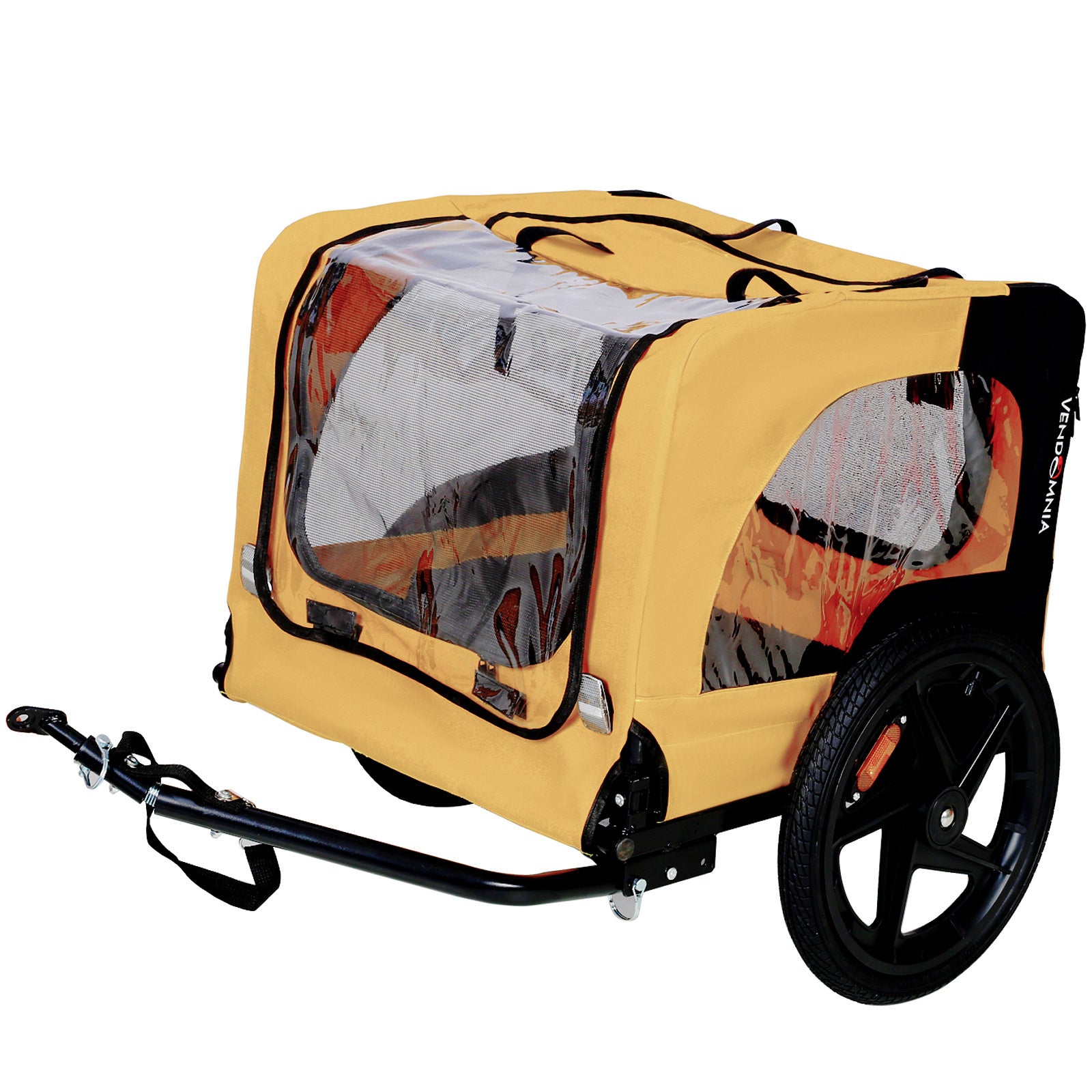 Yellow Foldable Heavy-Duty Pet Stroller with Bicycle Tow – Outdoor Dog Carrier Cart ACS2