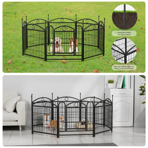 Dog Playpen Indoor 24 Inch – 8-Panel Metal Exercise Pen for Puppies and Small Dogs | Cat Drinking & Feeding – furn26