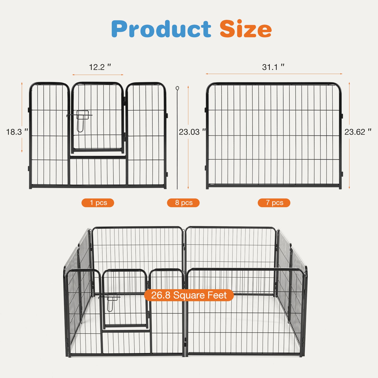 Indoor Dog Playpen Fence – Safe & Foldable Pet Exercise Barrier for Home Use ACS12