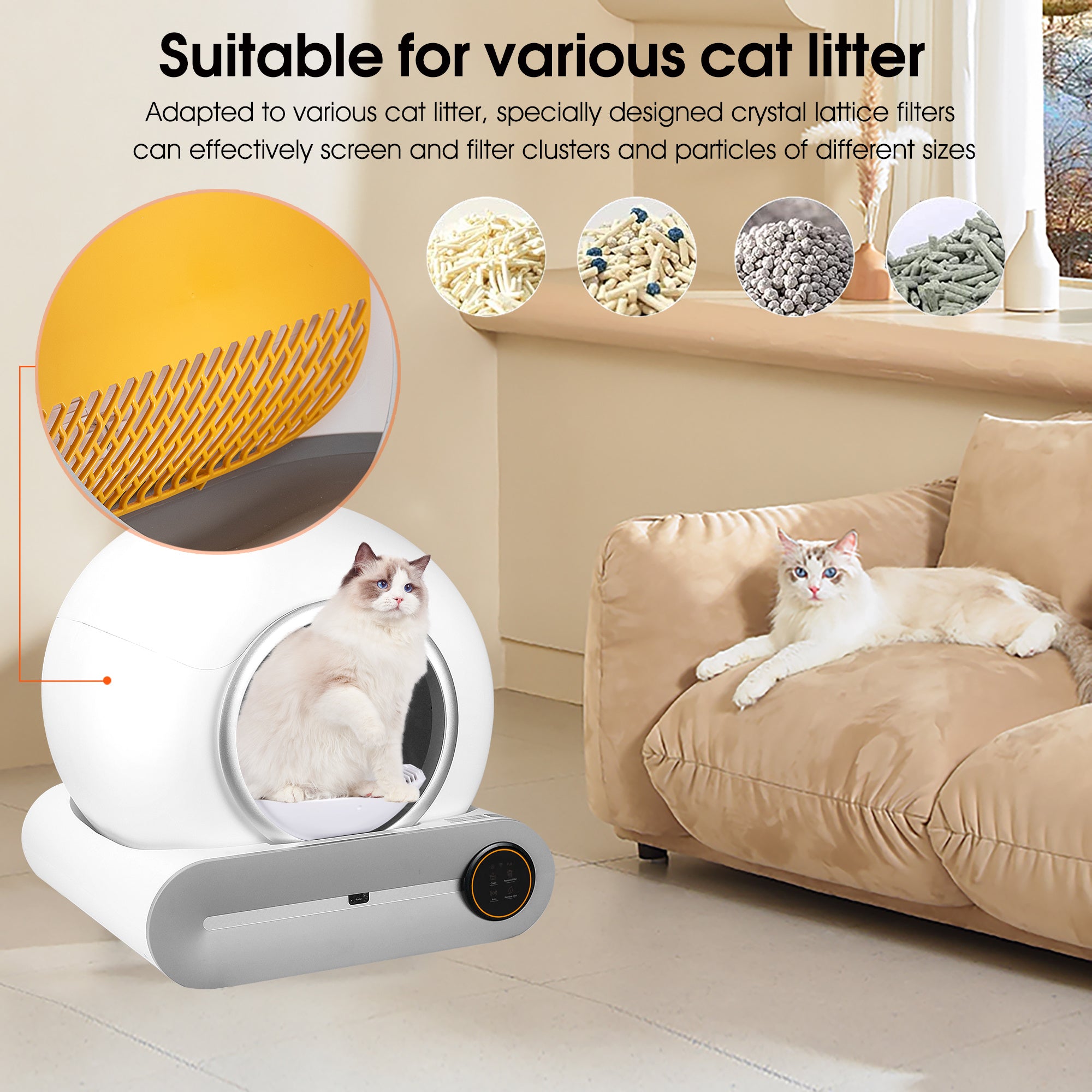 Self-Cleaning Litter Box – Intelligent Automatic Scooping & Deodorization with App Control and 2.4G WiFi | Cat Drinking & Feeding – furn14