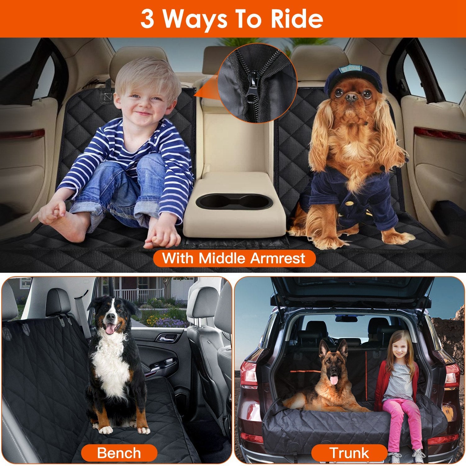 Waterproof Scratchproof Dog Car Seat Cover – Rear Protector Mat with Seat Belt for Car, Truck & SUV ACS23