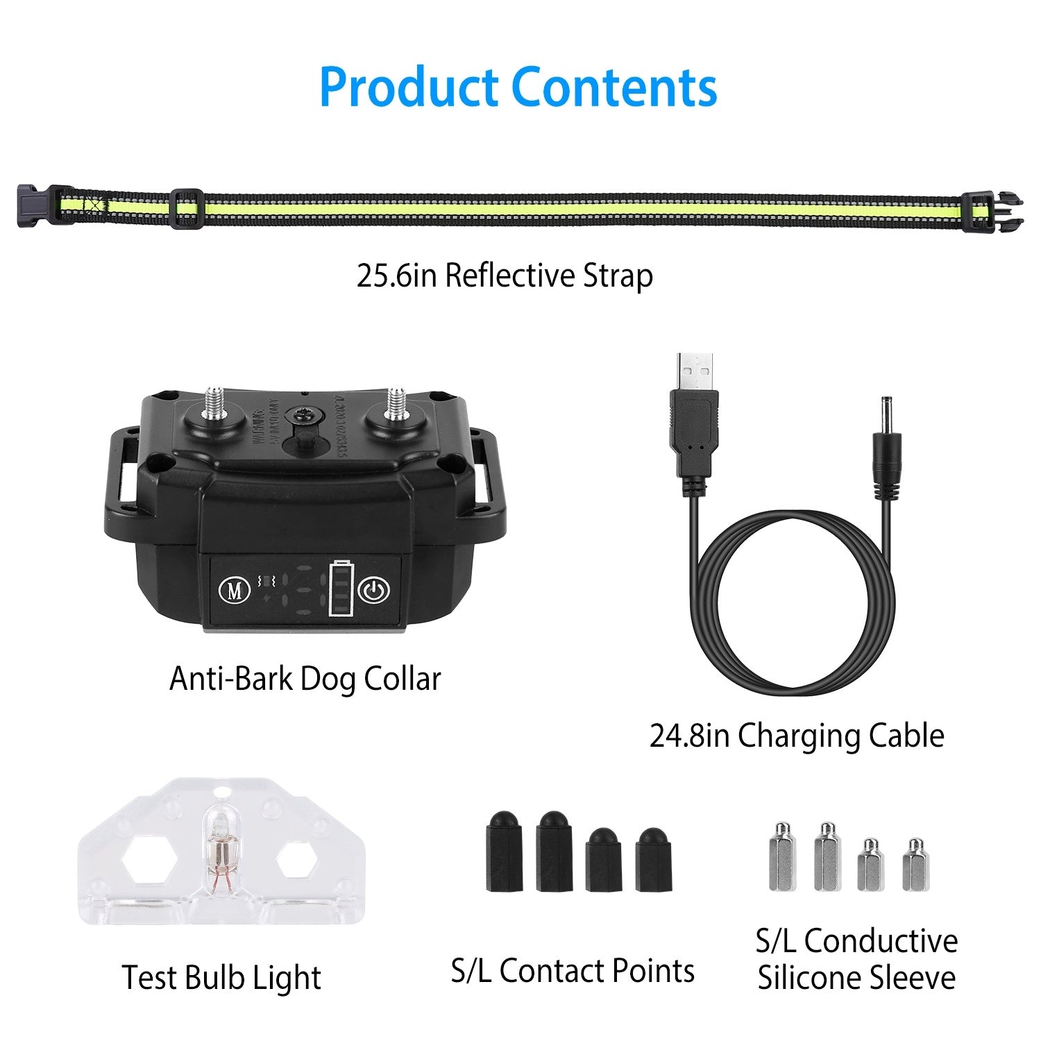 Rechargeable Dog Bark Collar – Waterproof Anti-Bark Device with Beep, Vibration, Static & 6 Intensity Levels, Dual Modes ACS50