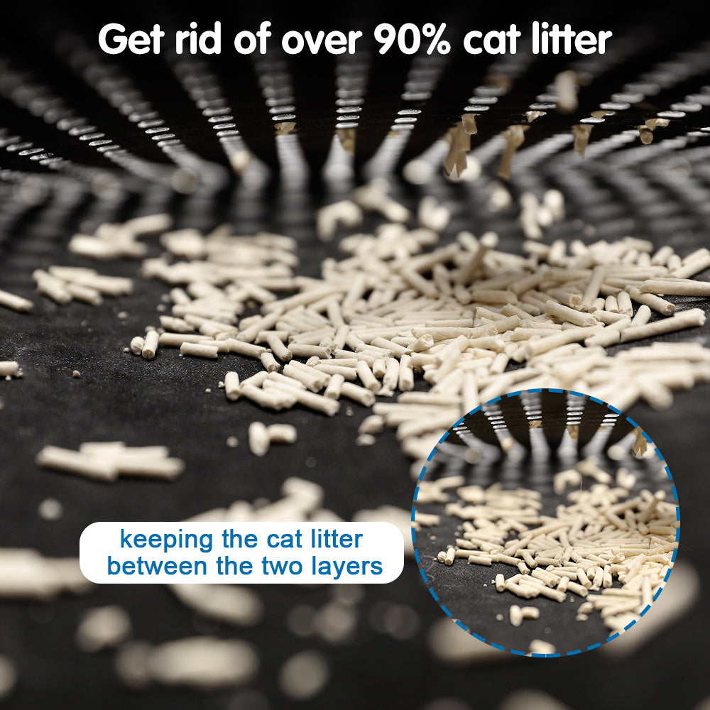 Double Rice Grain Cat Litter Mat – Splash Guard Cleaning Pad with Filter Design for Litter Box Area | Cat Drinking & Feeding – furn21