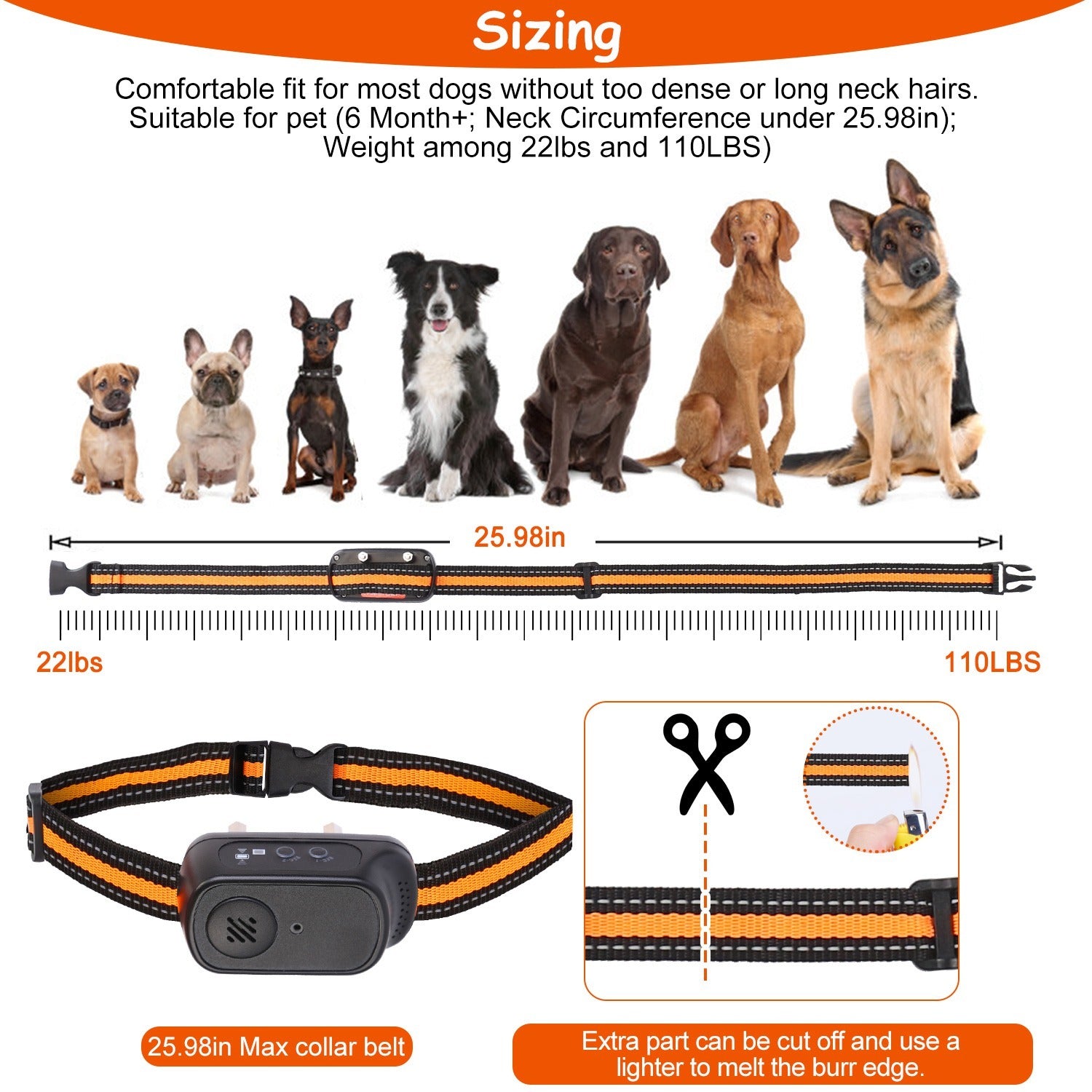 984FT Dog Training Collar – IP65 Waterproof Rechargeable Trainer with Beep, Vibration, Shock, 3 Channels & Safety Lock ACS48