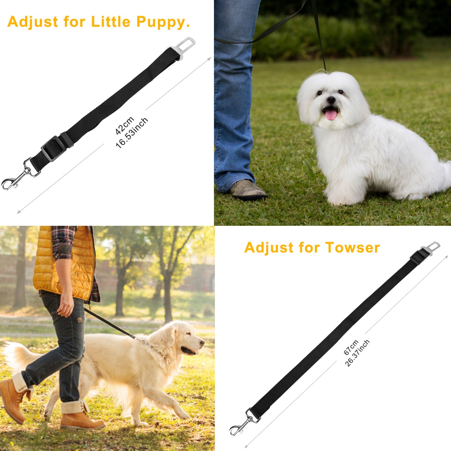 2-Pack Pet Seat Belt Leash – Adjustable Nylon Safety Harness Strap for Dogs & Cats in Cars, Perfect for Travel & Drinking & Feeding Stops COL 26