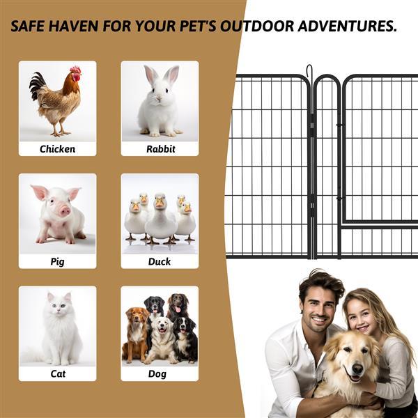 16-Piece Heavy-Duty Metal Pet Playpen Fence – Outdoor & Indoor Exercise Panels for Dogs & Cats ACS24