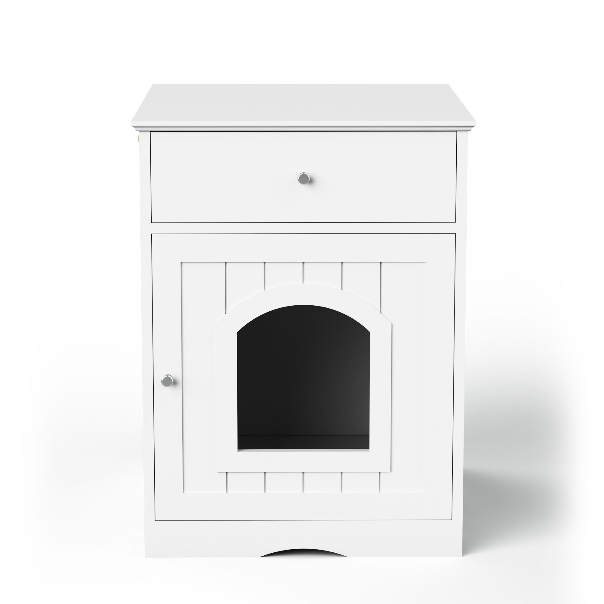 Wooden Pet House Litter Box Fence With Drawers – Enclosed Cat Toilet Cabinet with Storage & Privacy Divider | Cat Drinking & Feeding – furn13
