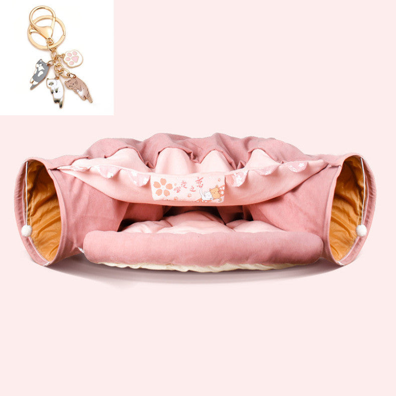 Collapsible Cat Tunnel – Durable & Washable Interactive Pet Toy | Cat Drinking & Feeding – bed8