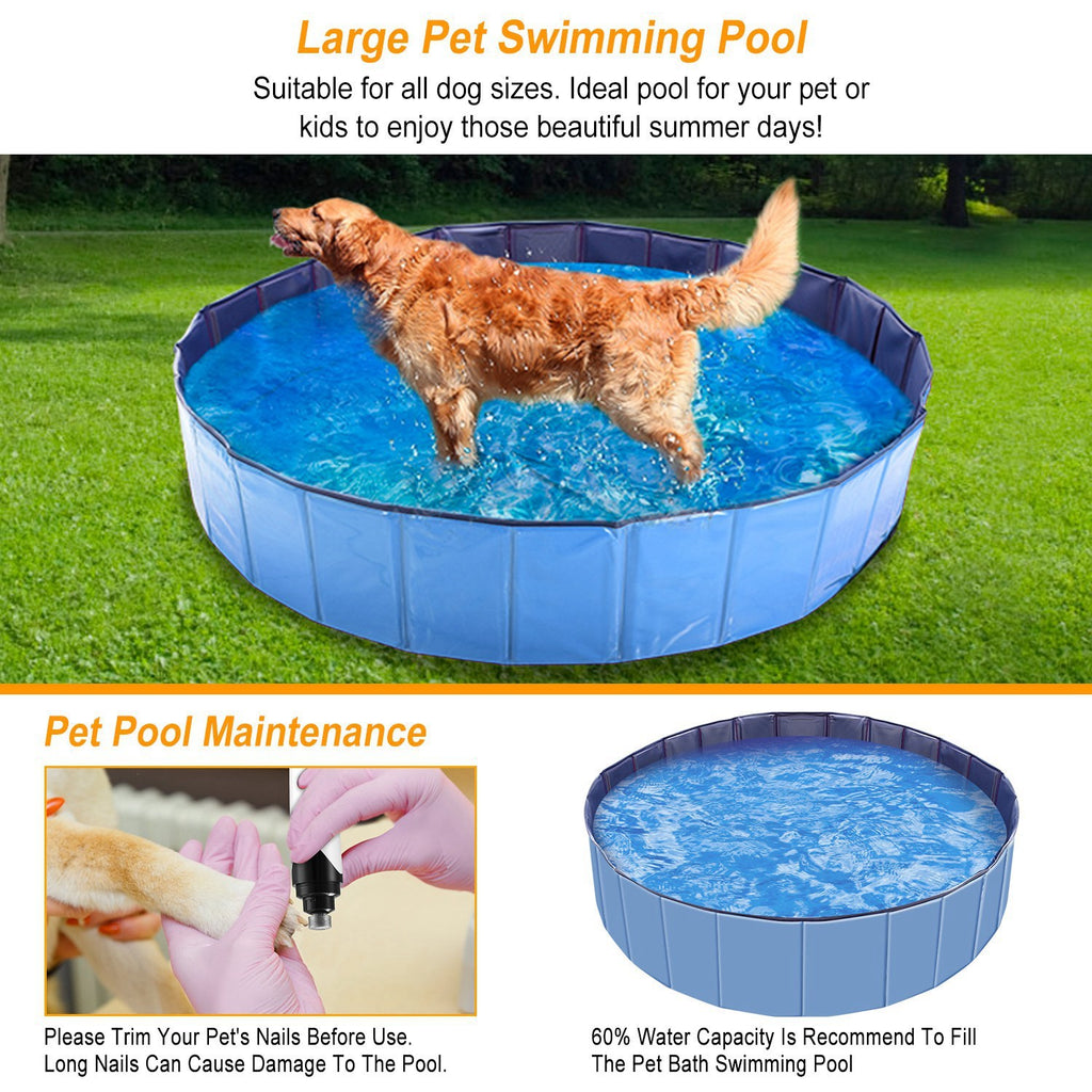 Foldable Pet Swimming Pool (160x160x30cm) – PVC Dog Bathing Tub & Playmat care 49