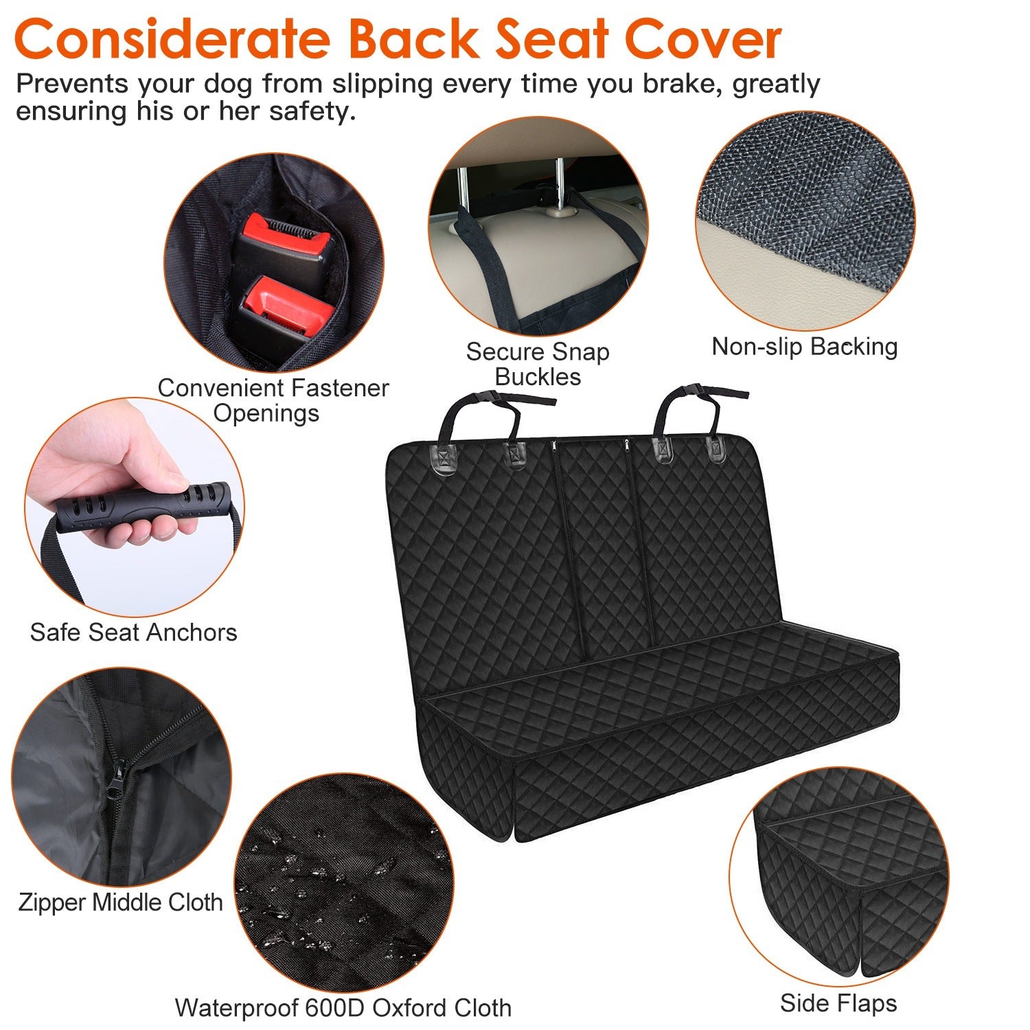 Waterproof Scratchproof Dog Car Seat Cover – Rear Protector Mat with Seat Belt for Car, Truck & SUV ACS23