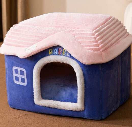 Foldable Dog & Cat Bed – Warm Enclosed Winter Kennel with Removable Nest | Cat Drinking & Feeding – bed5