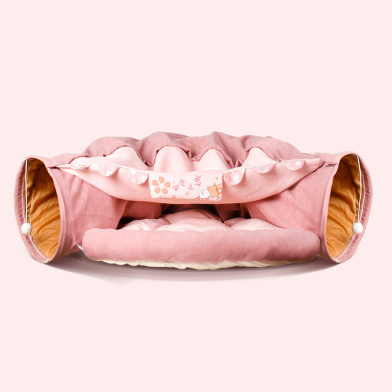 Collapsible Cat Tunnel – Durable & Washable Interactive Pet Toy | Cat Drinking & Feeding – bed8