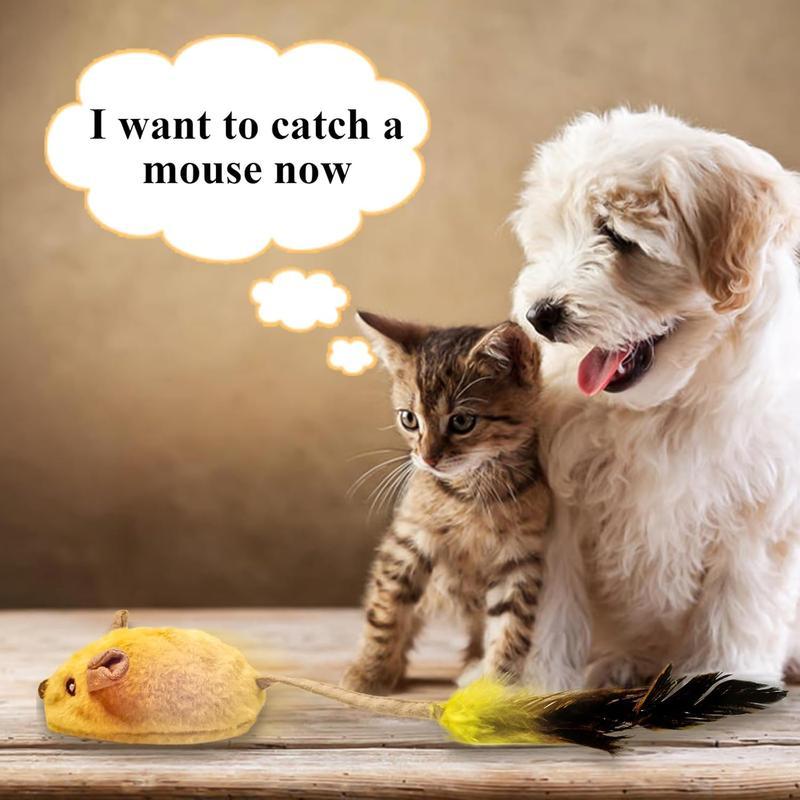 Interactive LED Cat Mouse Toy – USB Rechargeable, Motion-Activated with Catnip & Feather Tail