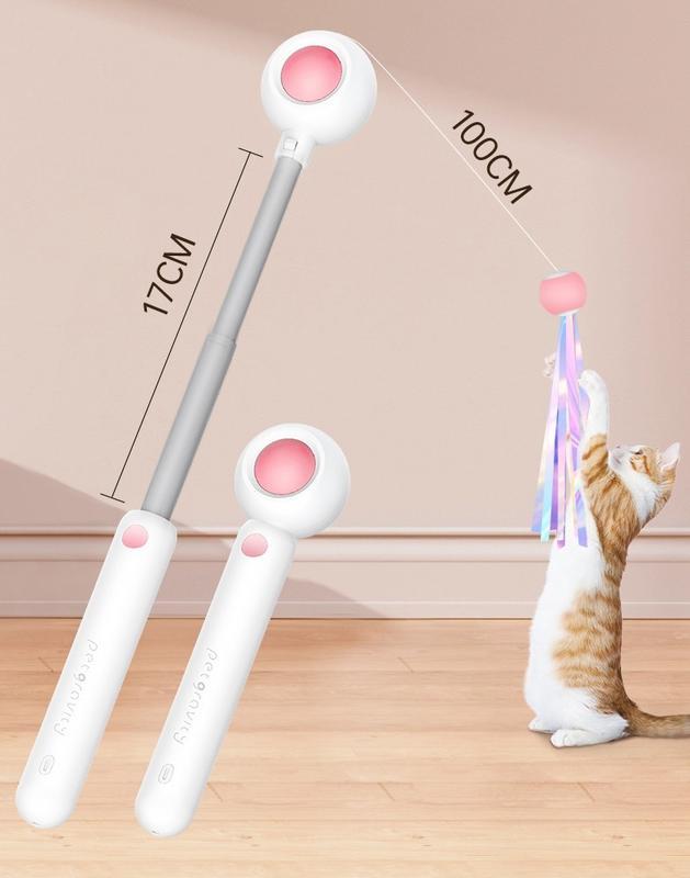 Retractable Laser Cat Toy Wand – Interactive Teaser Stick with Toy Balls, Safe & Non-Toxic Material for Kittens & Cats
