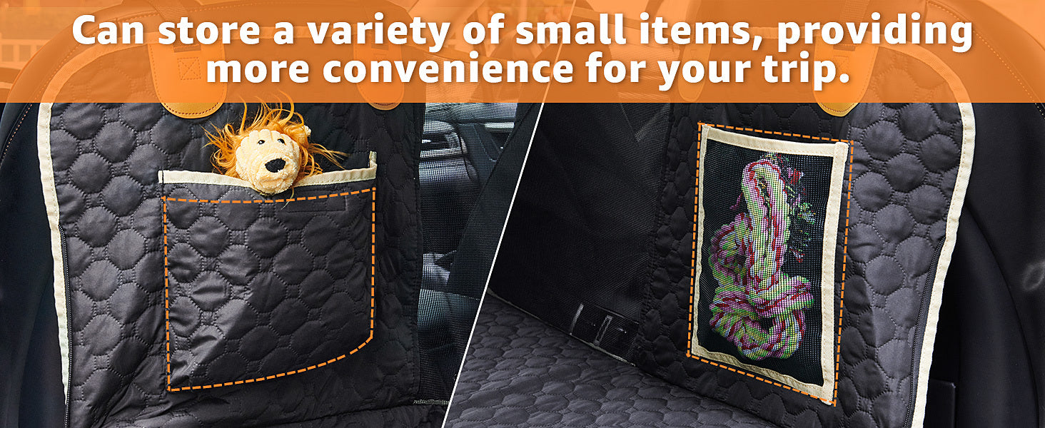 Waterproof Back Seat Extender for Dogs – Hard Bottom Detachable Car Hammock with Nonslip 600D Fabric & Carrying Bag ACS31