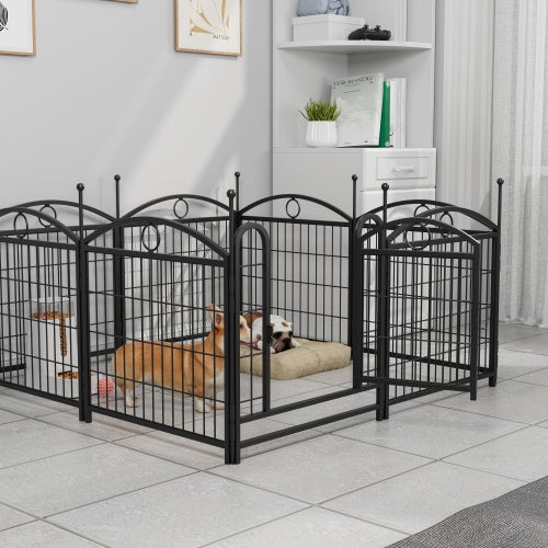 Dog Playpen Indoor 24 Inch – 8-Panel Metal Exercise Pen for Puppies and Small Dogs | Cat Drinking & Feeding – furn26