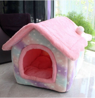 Foldable Dog & Cat Bed – Warm Enclosed Winter Kennel with Removable Nest | Cat Drinking & Feeding – bed5