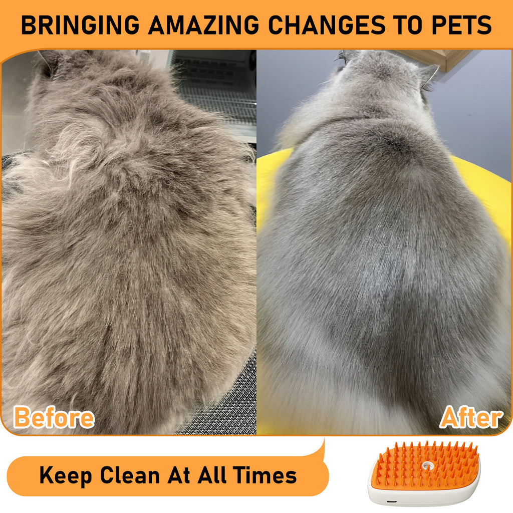 4-in-1 Cat Steam Brush – Anti-Static Mist Grooming Comb for Hair Removal and Shedding care 46