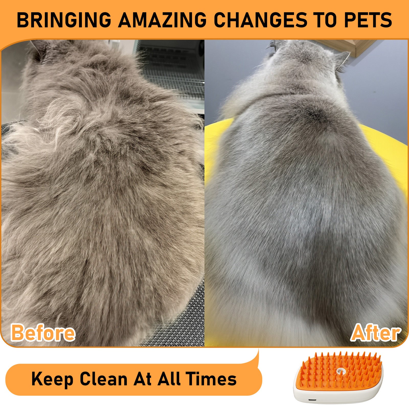 4-in-1 Cat Steam Brush – Anti-Static Mist Grooming Comb for Hair Removal and Shedding care 46