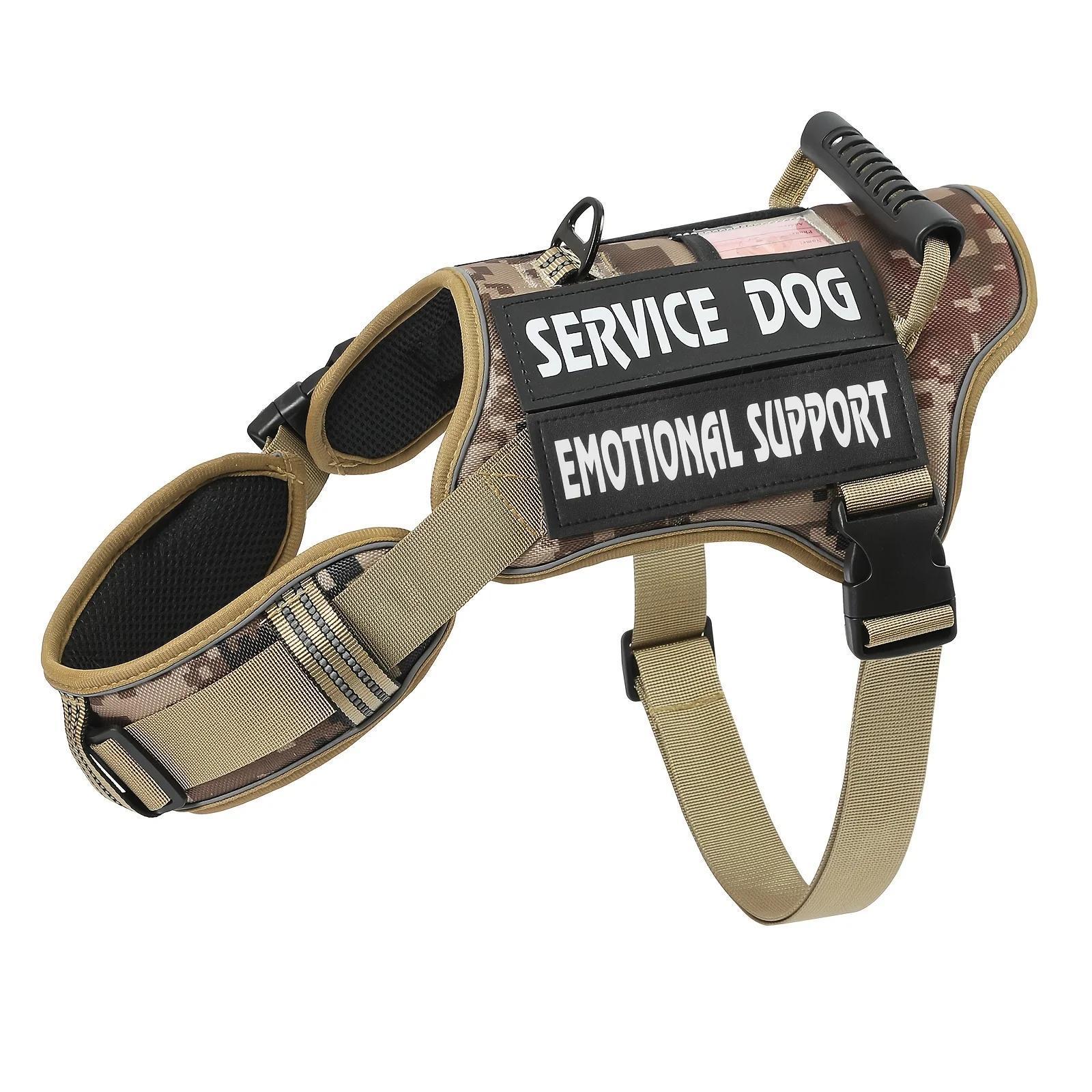 Tactical Service Dog Vest Harness – Anti-Pull, Adjustable & Reflective Pet Gear with Control Handle for Easy Walking, Training & Drinking & Feeding Areas COL 27