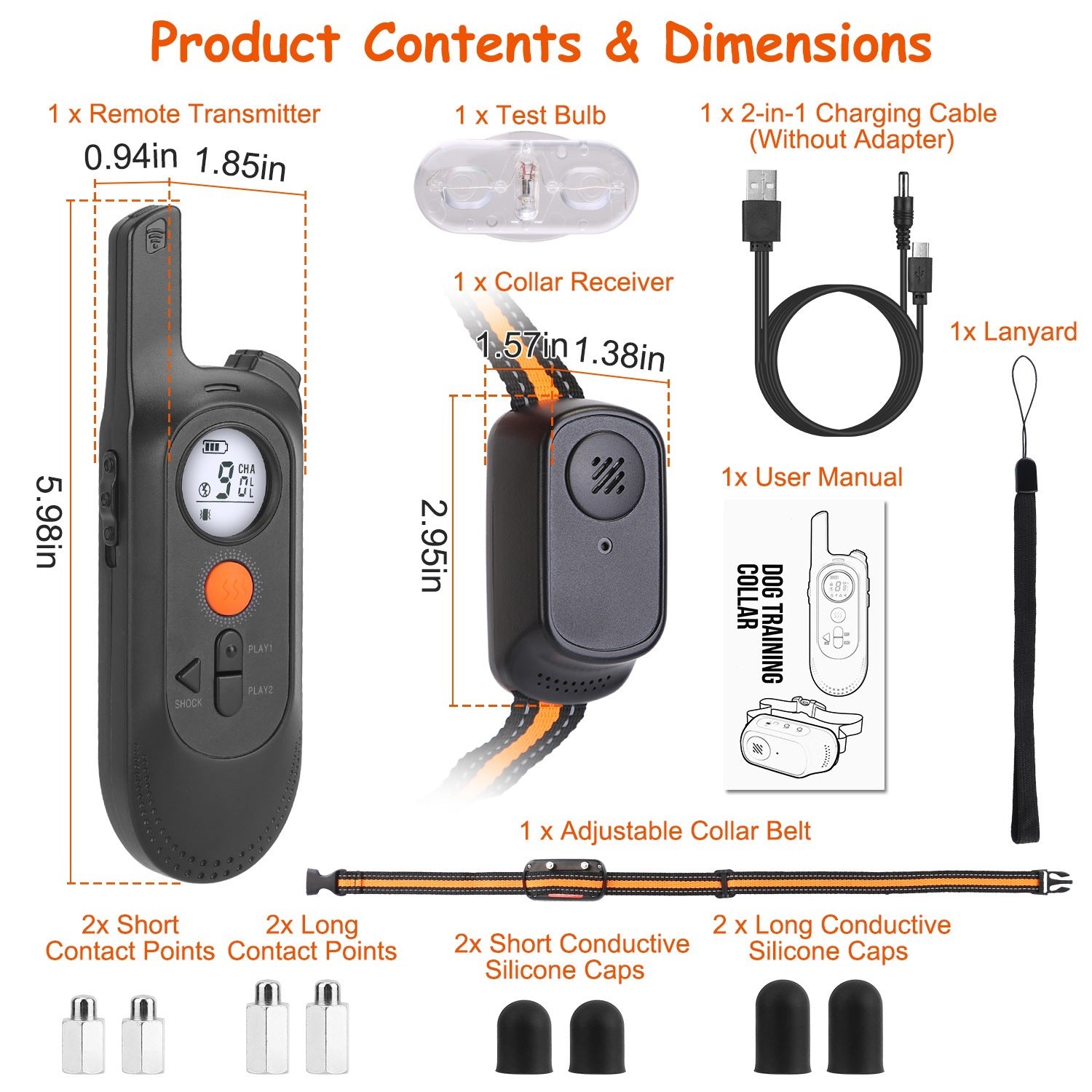 984FT Dog Training Collar – IP65 Waterproof Rechargeable Trainer with Beep, Vibration, Shock, 3 Channels & Safety Lock ACS48