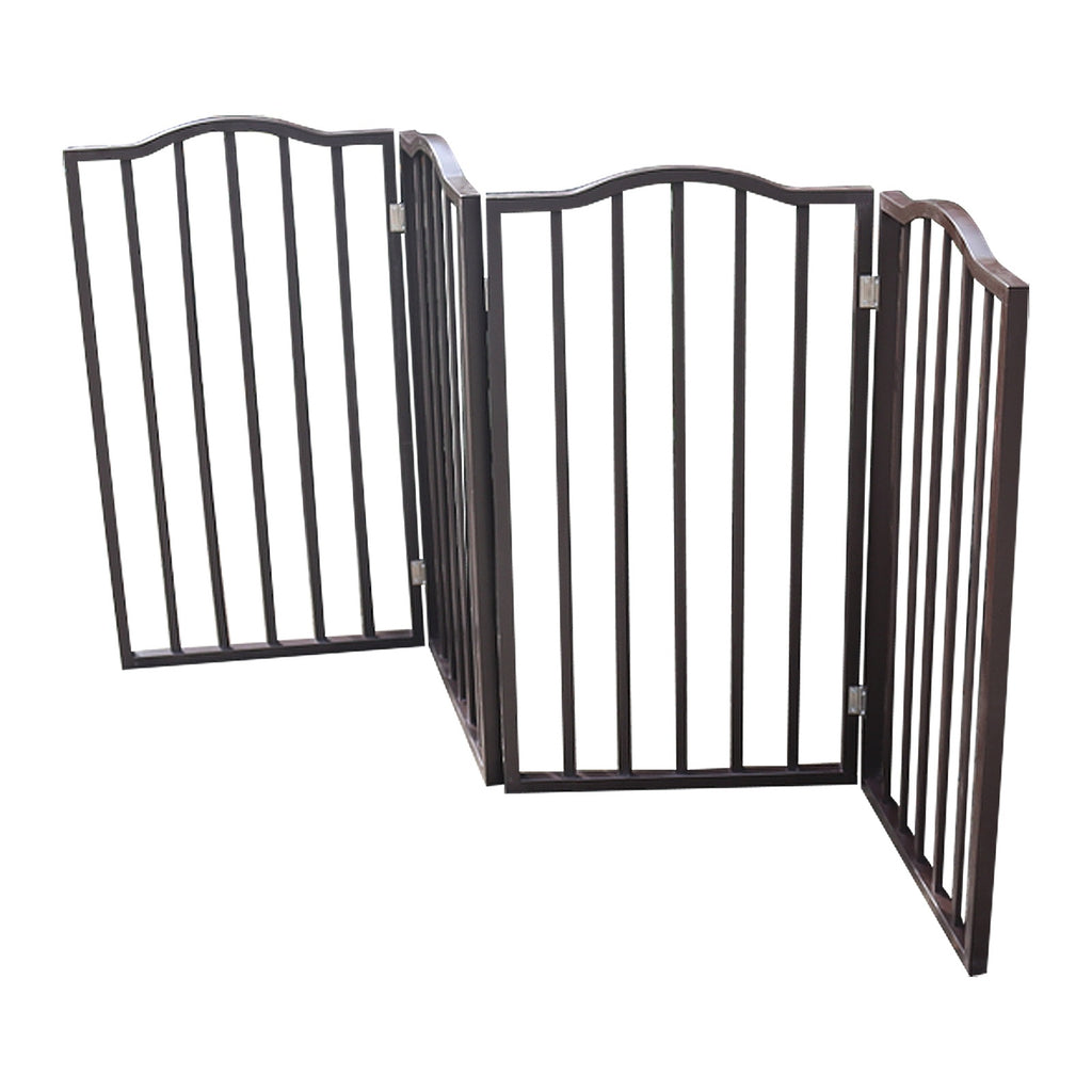 Freestanding Folding Dog Gate – Arc Wooden Design for Doorways & Stairs, Brown Finish ACS41