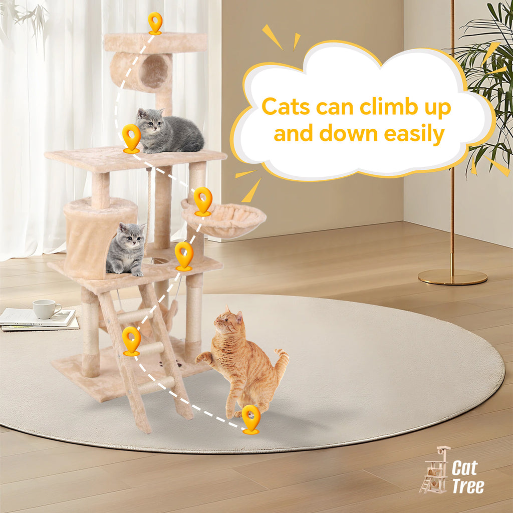 Cat Climbing Frame – Multi-Level Indoor Play Tower with Scratching Posts & Rest Platforms for Active Cats | Cat Drinking & Feeding – furn20