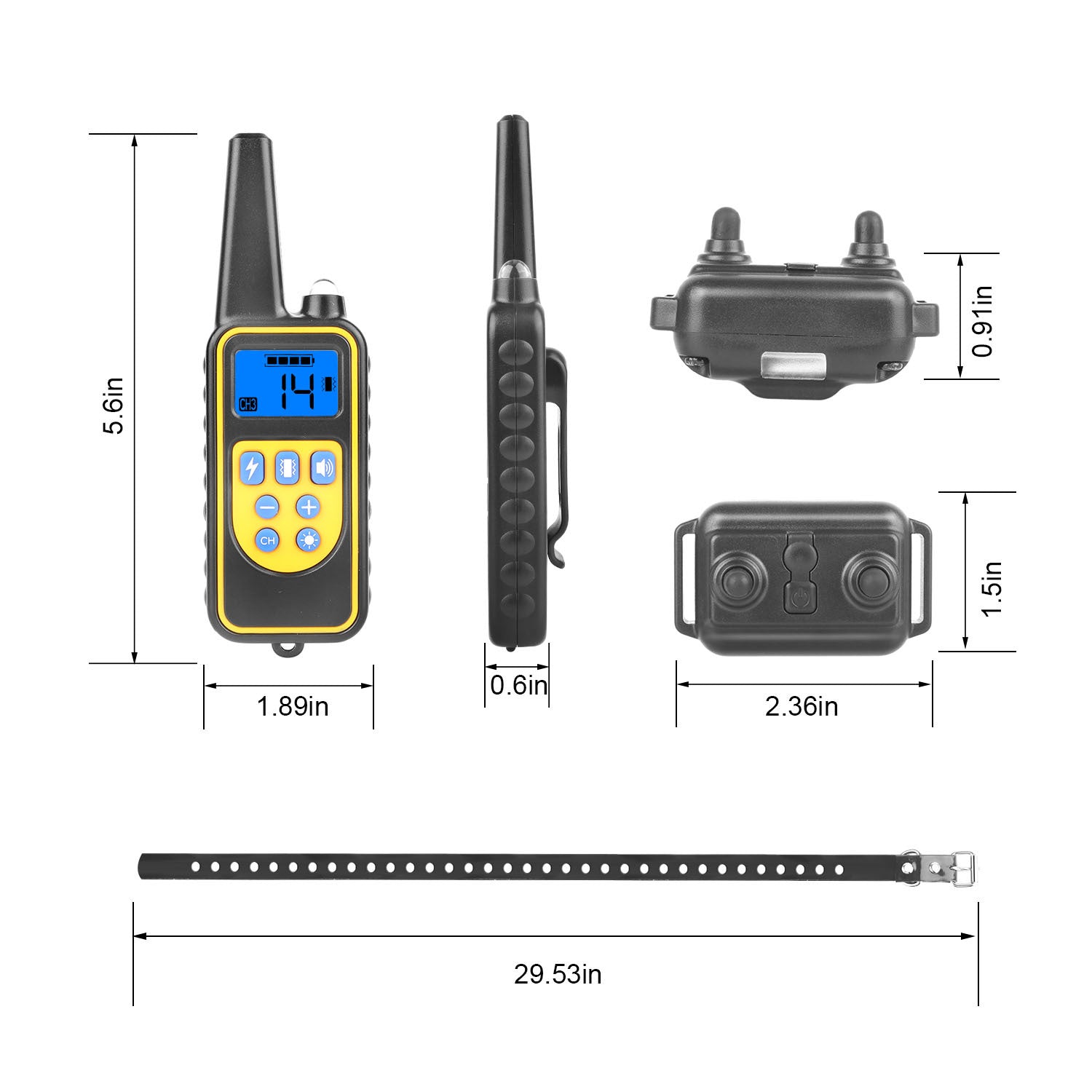 Rechargeable Dog Training Collar with Remote – IP67 Waterproof, 875-Yard Range, 4 Modes, Adjustable Levels ACS44