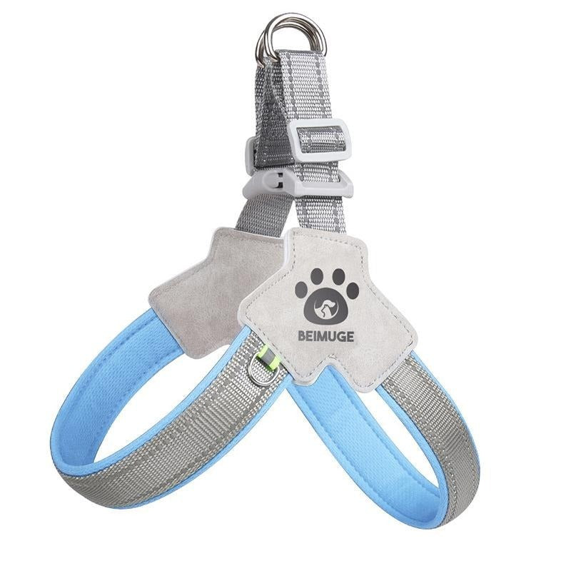 No-Pull Reflective Pet Harness & Leash Set – Adjustable Leather Control Harness for Dogs & Cats COL11
