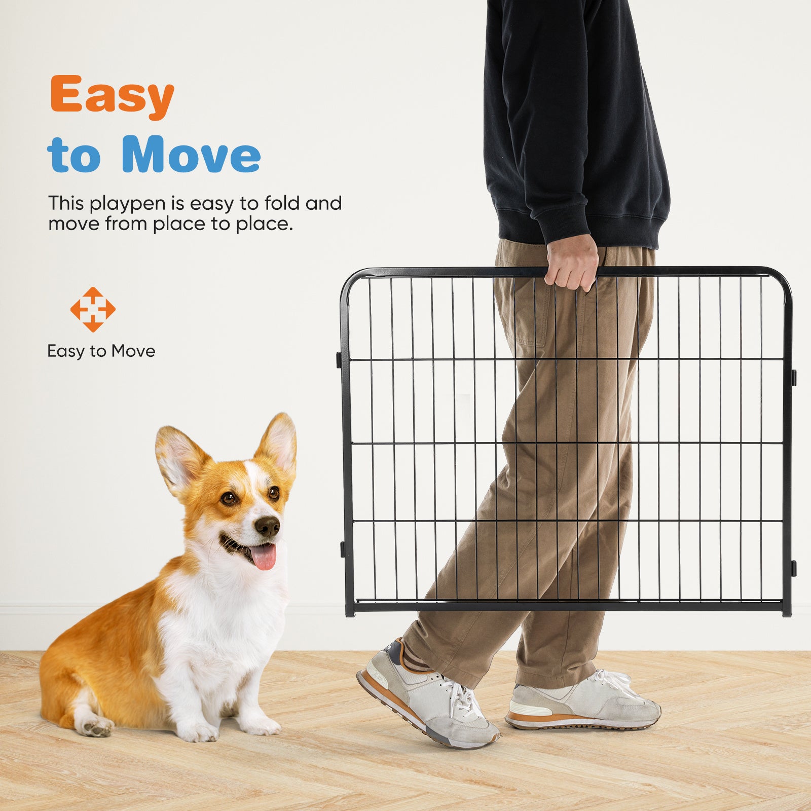 Indoor Dog Playpen Fence – Safe & Foldable Pet Exercise Barrier for Home Use ACS12