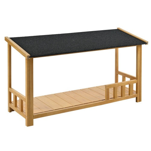 GO 47.2" Wooden Dog House – Solid Wood Indoor & Outdoor Pet Kennel with Porch, Weatherproof Design for Medium Dogs | Cat Drinking & Feeding – furn42