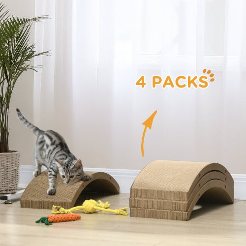 PawHut Cat Scratching Posts – 4-Pack Reversible Indoor Scratch Pads