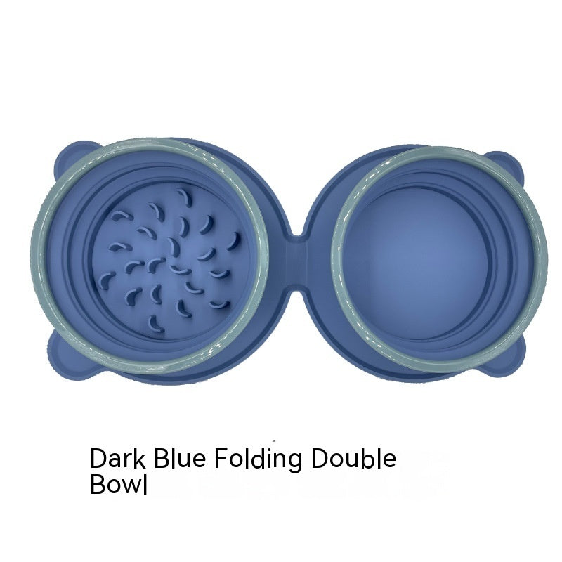 Foldable Travel Pet Bowl – Dual Food & Water Dish for Dogs & Cats