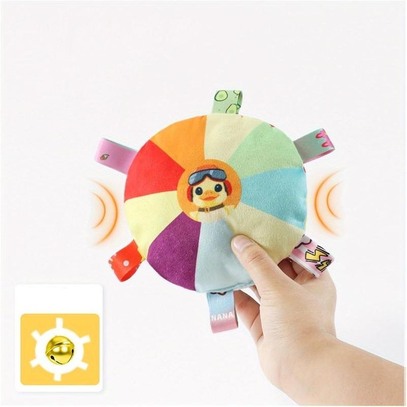Plush Flying Disc Dog Toy – Interactive Tug-of-War Chew Toy with Bell, Washable & Bite-Resistant Turntable Design