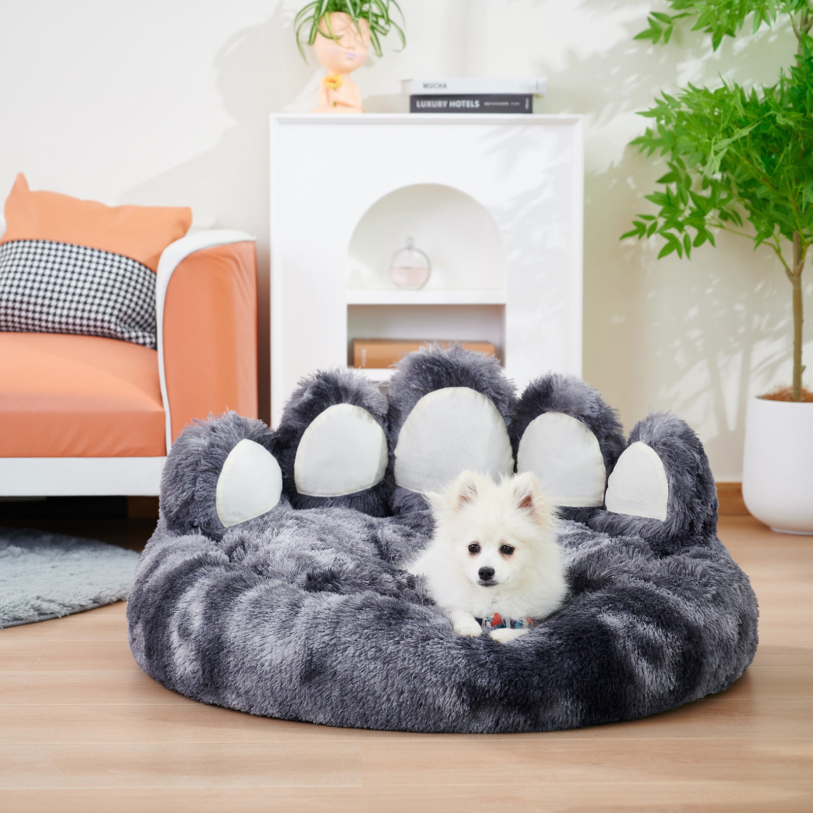 Cute Bear Paw Dog & Cat Bed – Plush Pet Bed for Small Breeds