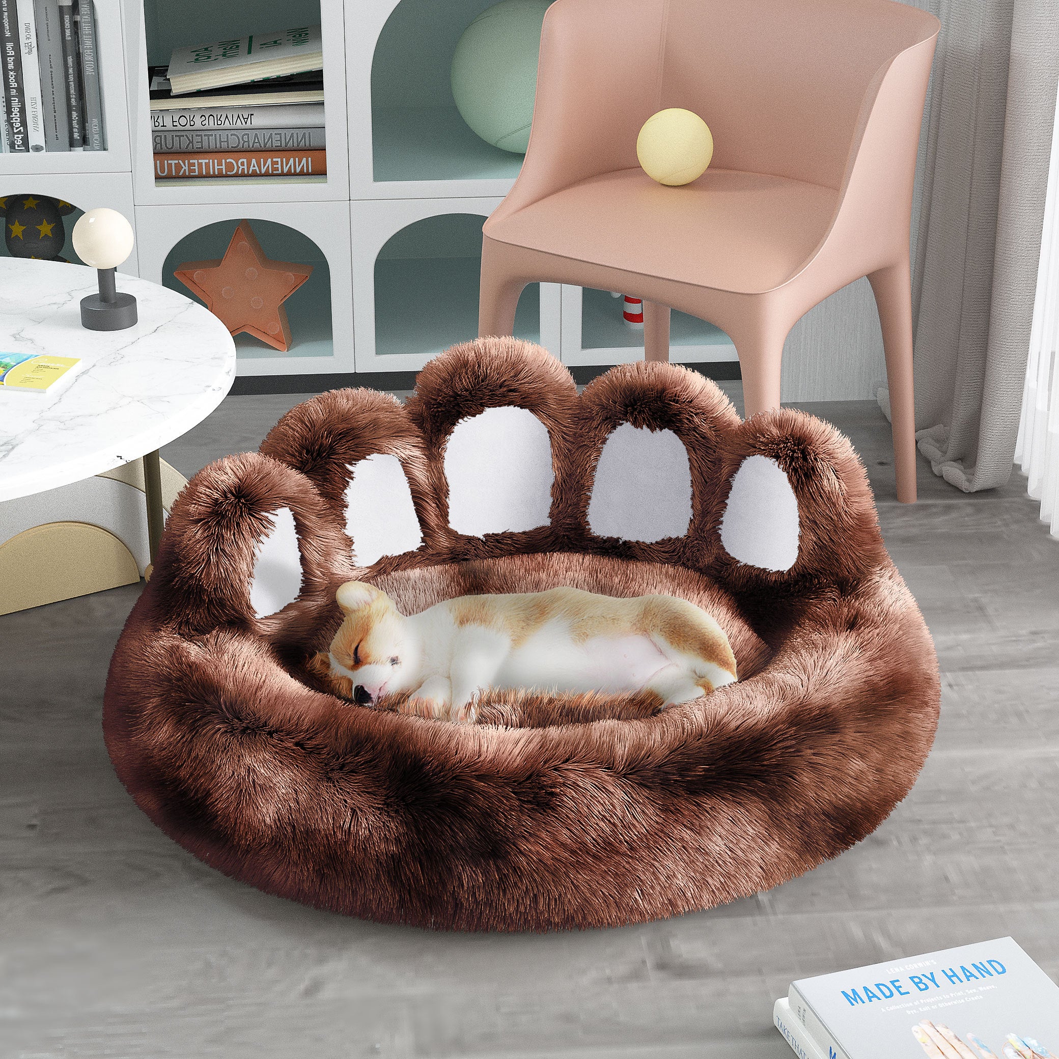 Cute Bear Paw Dog & Cat Bed – Plush Pet Bed for Small Breeds