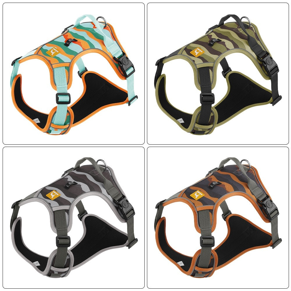 Reflective Dog Chest & Back Harness with Hand-Held Leash – Secure Commuter Walking Strap COL5