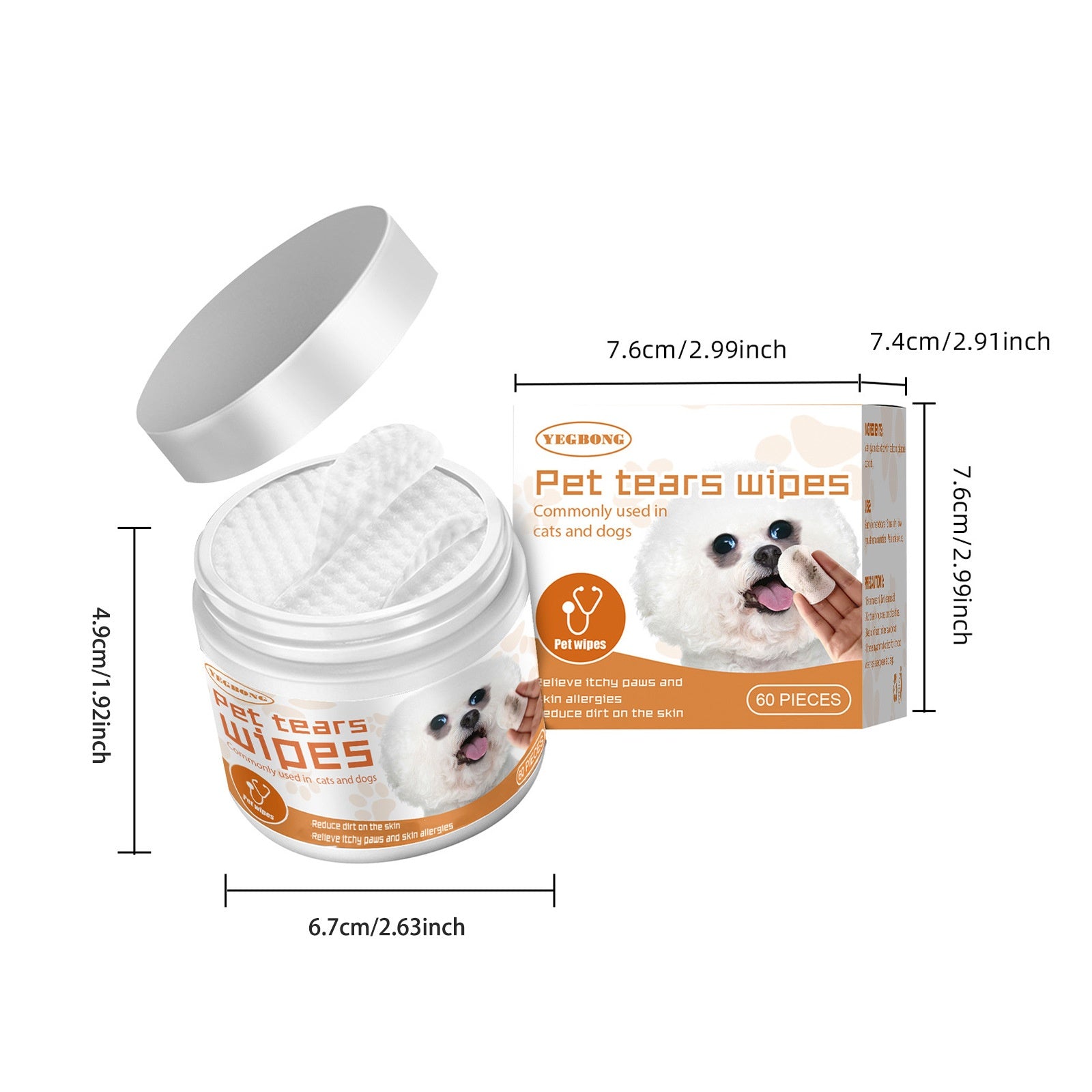 Pet Eye Wipes for Dogs & Cats – Tear Stain Remover, Eye Cleaning Cotton Pads for Daily Use
