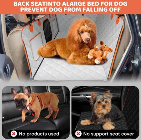 Heavy-Duty Dog Backseat Extender with Hard Bottom – 400lb Waterproof Car Hammock Seat Cover ACS5
