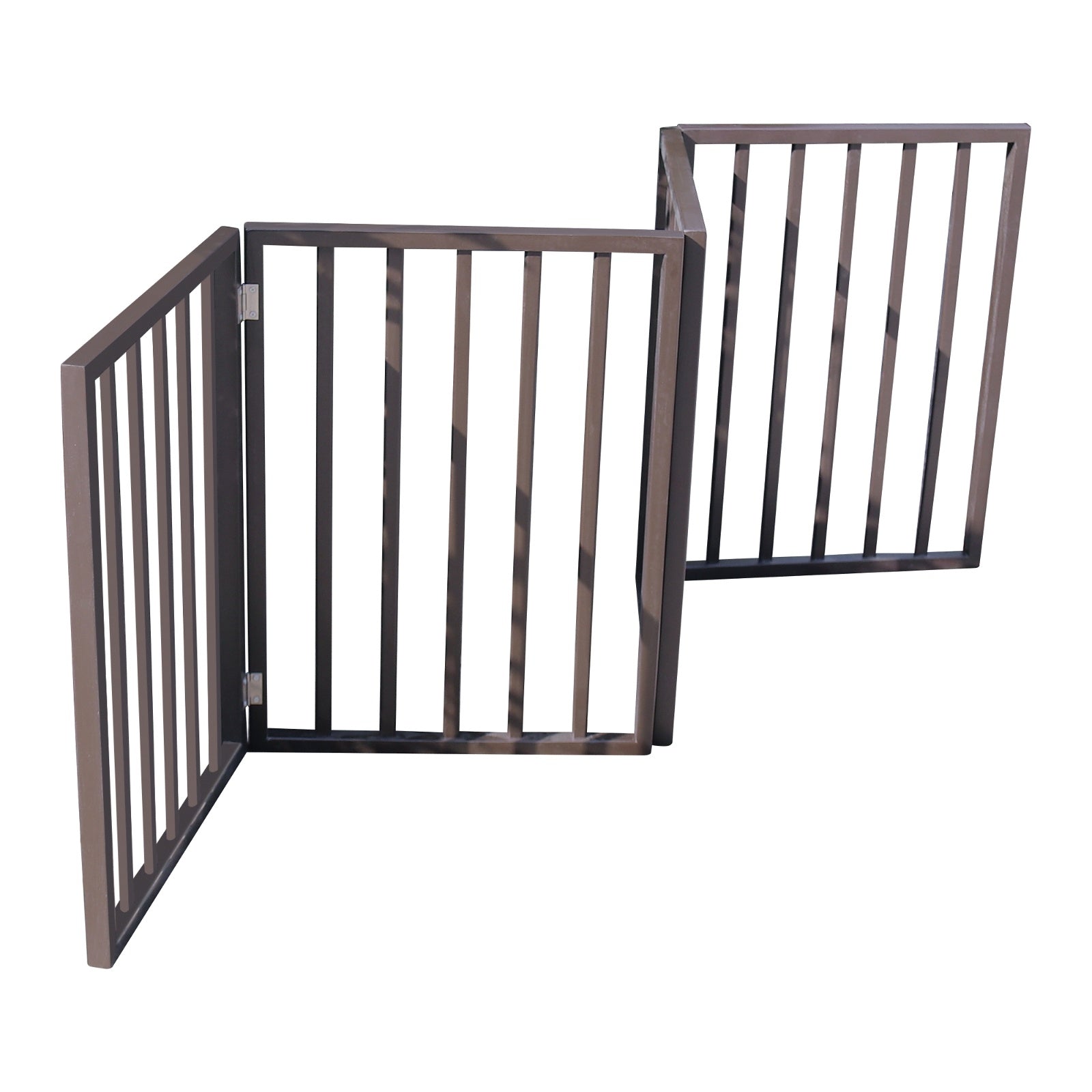 Wooden Freestanding Folding Pet Gate – Brown Arc Design for Doorways, Stairs & Home Use ACS35