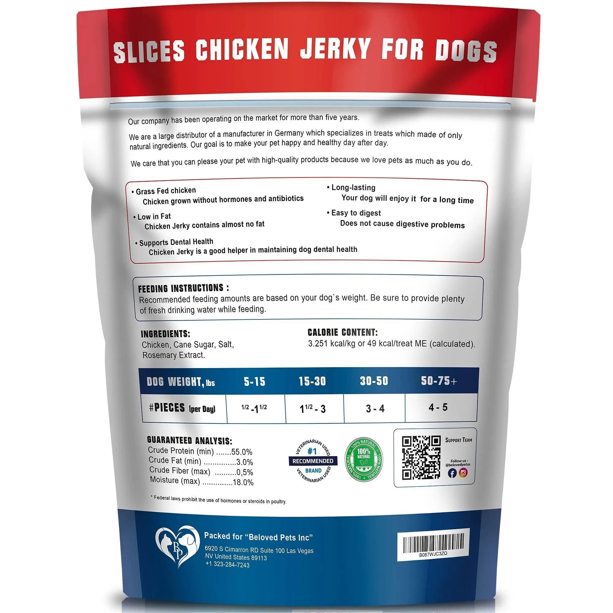Feeding Chicken Jerky Dog Treats – 1.5 lb Human-Grade, Grain-Free Organic Meat Strips, All-Natural High Protein Chews for Training Small & Large Dogs
