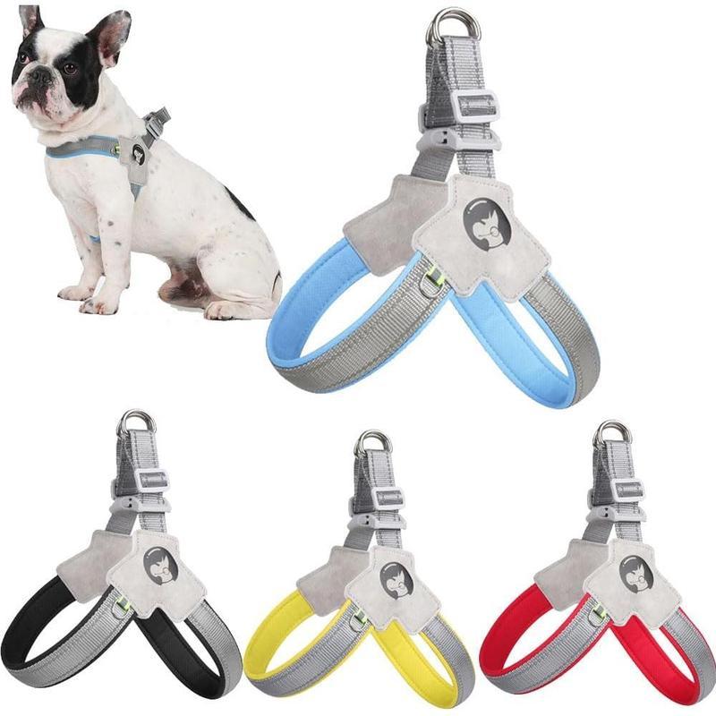 No-Pull Reflective Pet Harness & Leash Set – Adjustable Leather Control Harness for Dogs & Cats COL11