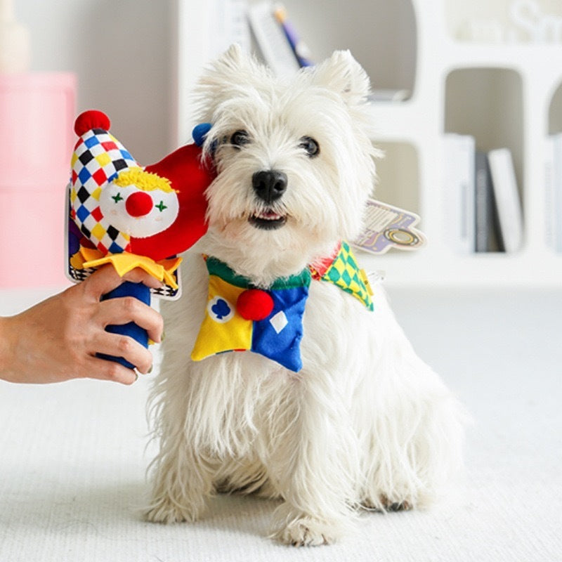 Interactive Plush Dog Toy Bundle – 2-Pack Clown Wobble Hammer & Bunny Squeeze Hat for Fun & Chew Play