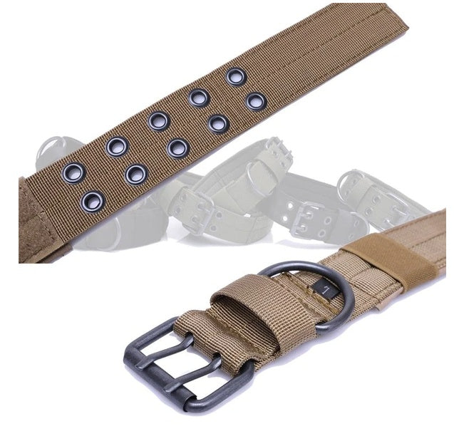 Wide Tactical K9 Dog Collar – Heavy Duty Nylon Military Collar for Large Dogs with Metal Buckle, Great for Training & Drinking & Feeding Areas COL 23