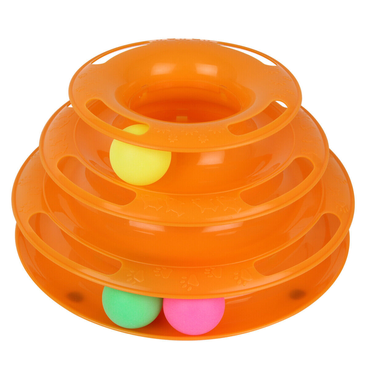 Interactive Cat Tower Toy – 3-Level Spinning Ball Amusement Track