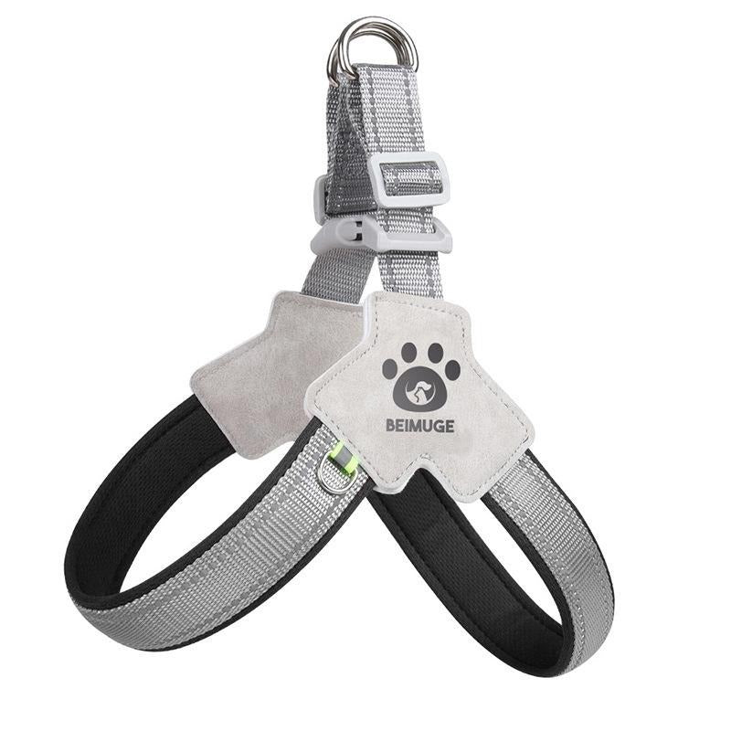 No-Pull Reflective Pet Harness & Leash Set – Adjustable Leather Control Harness for Dogs & Cats COL11