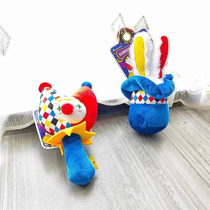 Interactive Plush Dog Toy Bundle – 2-Pack Clown Wobble Hammer & Bunny Squeeze Hat for Fun & Chew Play