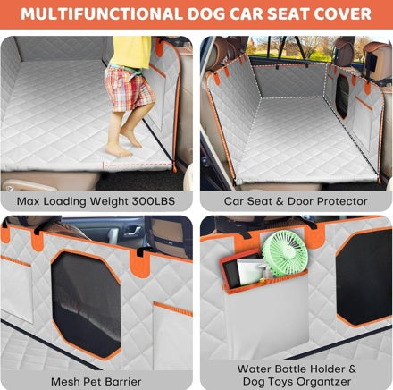 Heavy-Duty Dog Backseat Extender with Hard Bottom – 400lb Waterproof Car Hammock Seat Cover ACS5